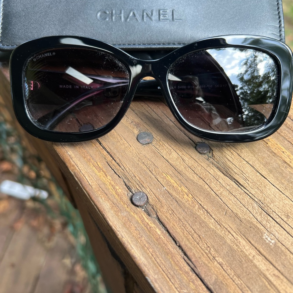 CHANEL Glossy Black Sunglasses